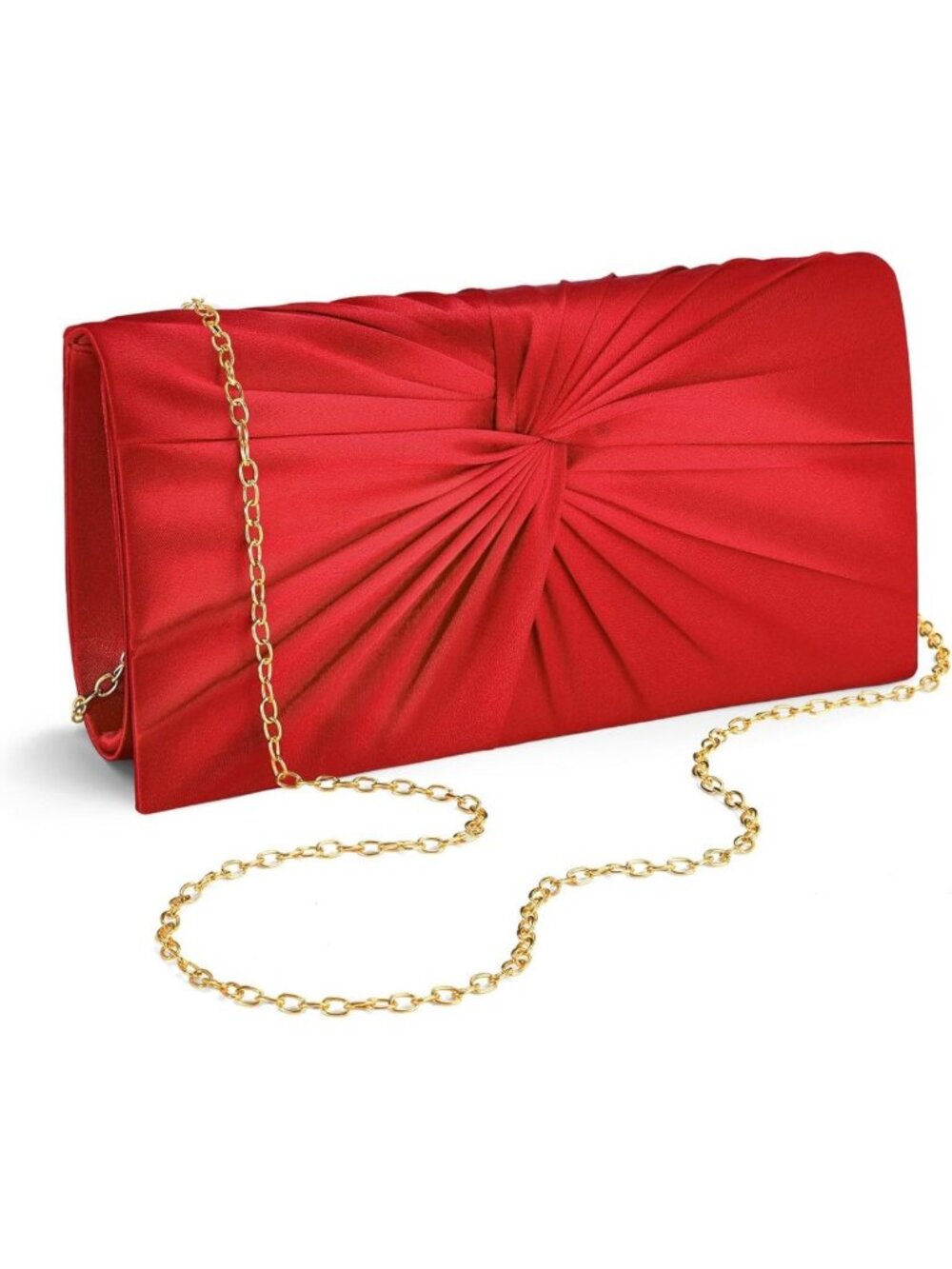 Chic Satin Evening Purse with Detachable Chain - Elegant Women's Formal Handbag